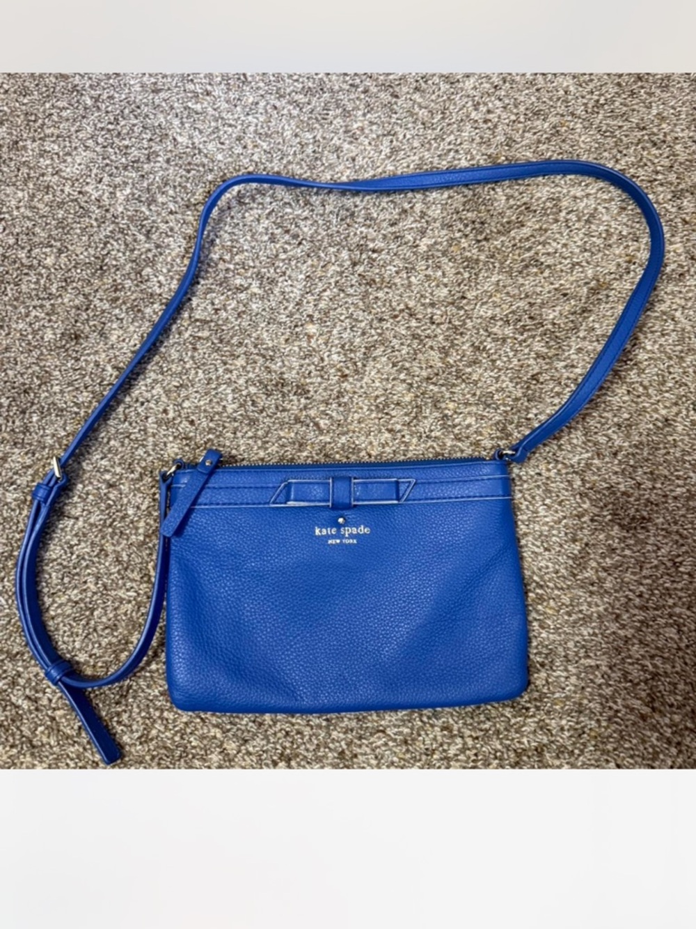 kate spade cobalt blue pebbled leather crossbody bag